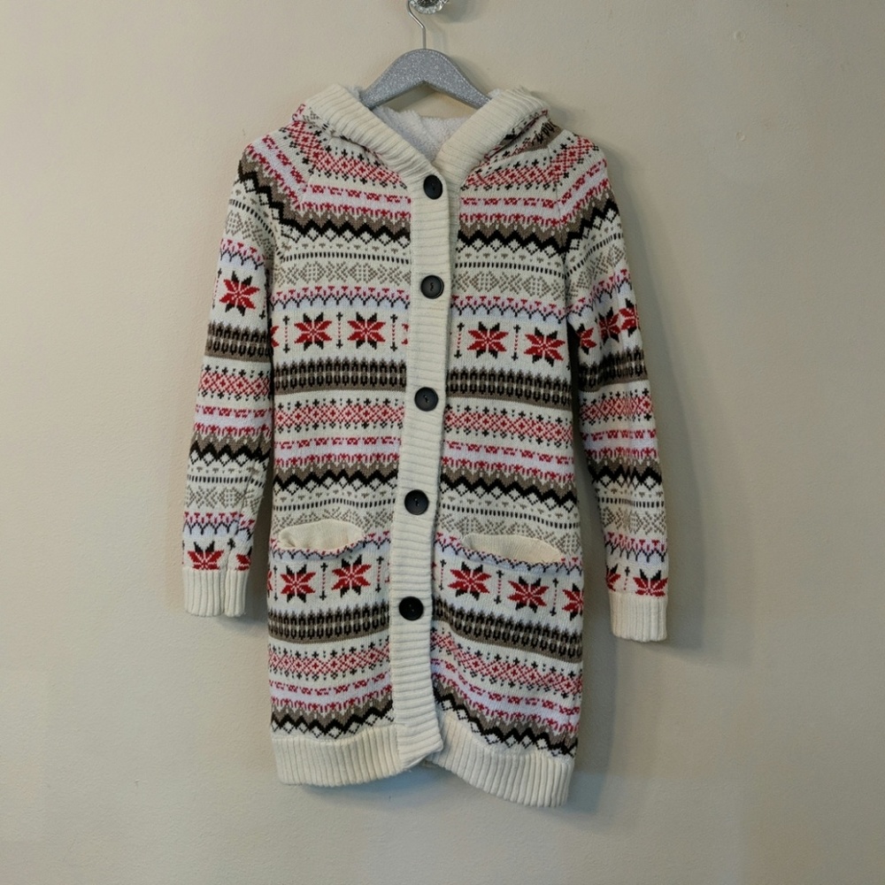 Lined long hooded sweater jacket